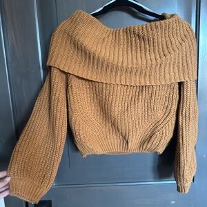 Lulu's Warm Amber Off-the-Shoulder Sweater